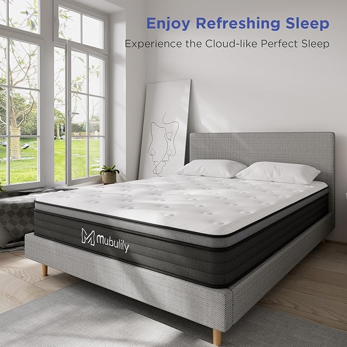 Queen Mattress,12 Inch Memory Foam Mattress Queen Size,Queen Size Mattresses Made of Foam and Individual Pocketed Springs,Strong Edge Support,Decompression,Cool and Breathable