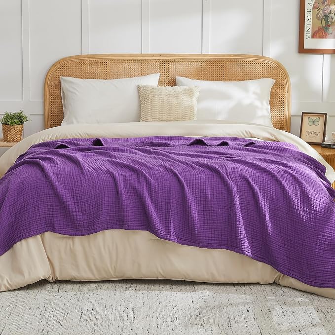 EMME Muslin Blankets for Adults Throw Blanket for Couch Breathable Gauze Soft - Image 5