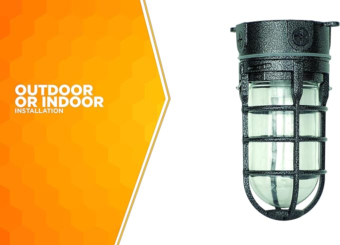 Woods L1706BLK Vandal Resistant 150W Incandescent Security Light, Ceiling Mount, Hammered Black