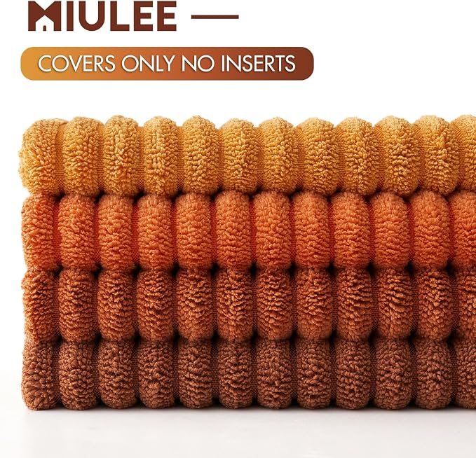 MIULEE Fall Corduroy Decorative Throw Pillow Covers Orange Rust 18x18 | Set of 4 - Image 6