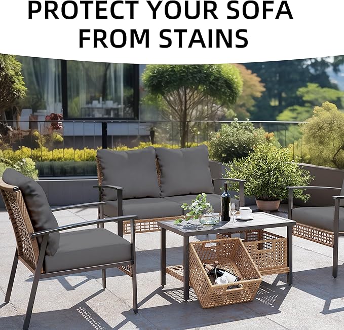 12PCS Patio Cushion Covers, Patio Furniture Couch Seat Slipcovers | Washable - Image 4