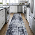 3x14 Washable Runner Rug：Modern Abstract Soft Carpet Dark Black | by FXRHLP
