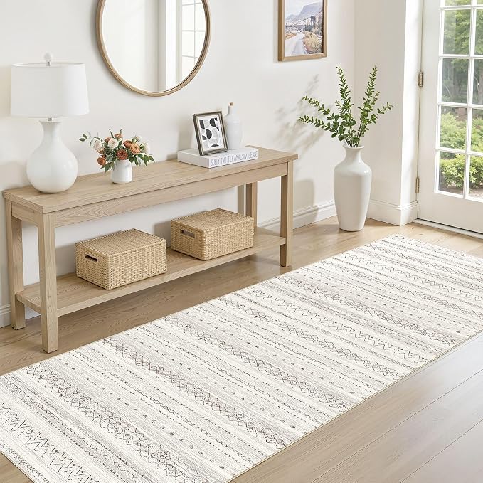 cotiled Hallway 2.6x8 Runner Rugs Washable Boho Rug Brown | Stain Resistan - Image 3