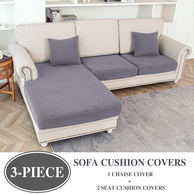 LA MEACK Couch Cushion Covers for Sectional Sofa L Shape Washable Separate Seat - Image 2