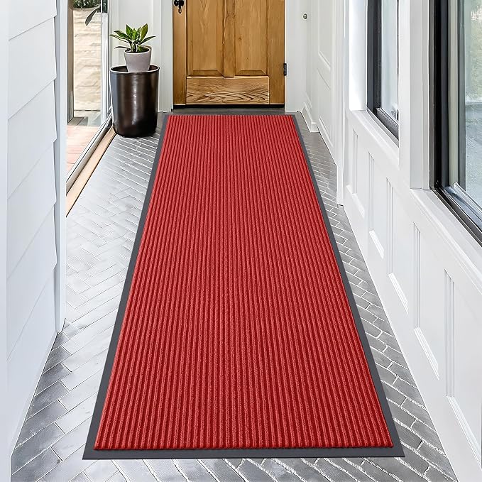 OLANLY Front Door Mat 71x30, Waterproof Heavy-Duty Indoor Outdoor Doormat | Red by OLANLY