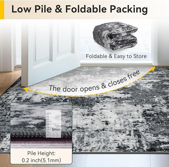 RELEANY Washable Runner 3'x9' Abstract Area Rug - Image 4