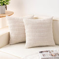 Pack of 2 Corduroy Decorative Throw Pillow Covers 26x26 Inch, Cream White | by Unknown