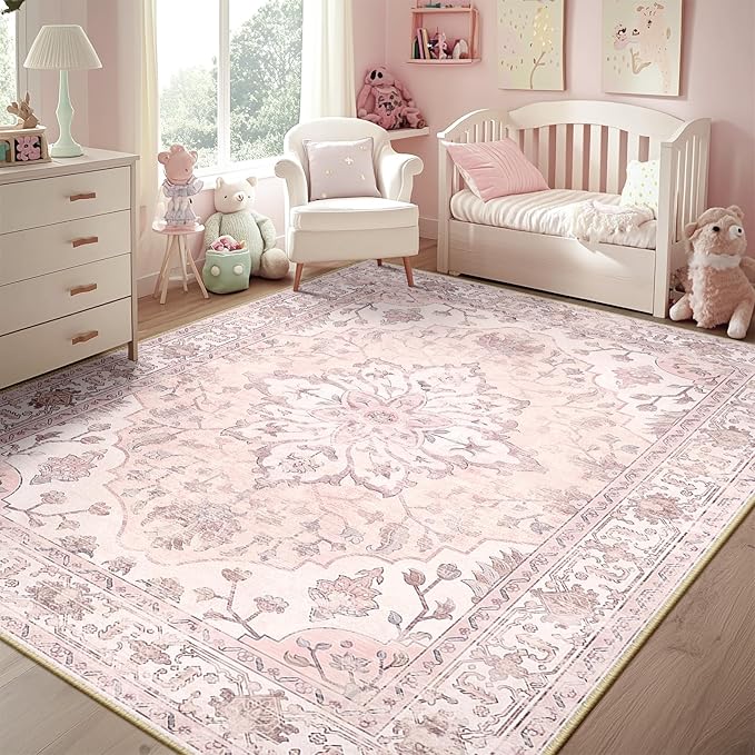 RELEANY Washable Area Rug, Water Repellent, Pet Friendly, Vintage Floral Boho - Image 7