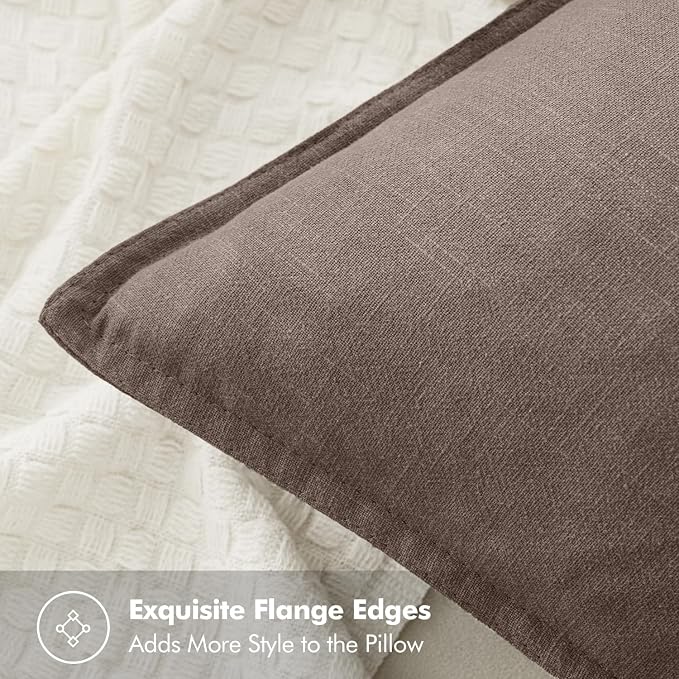 MIULEE Decorative Linen Pillow Covers 18x18 Inch Malt Ball | Boho Farmhouse​ - Image 2