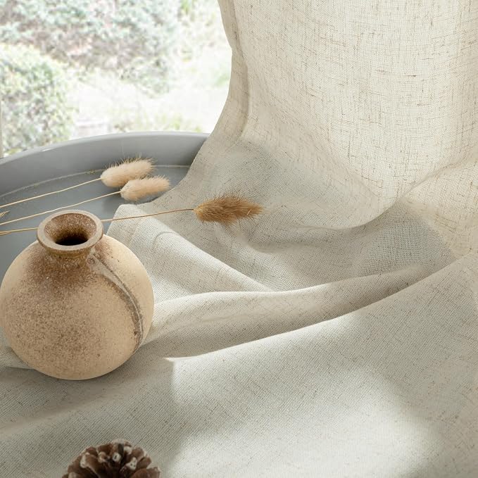 YoungsTex Beige Linen Curtains 45 Inch Length - Image 5