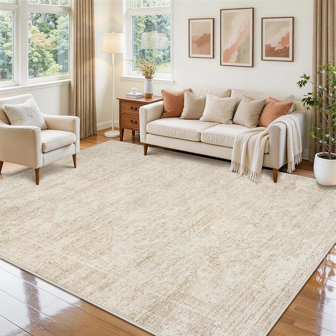 Aelenmu 5x7 Area Rugs for Living Room Washable Bedroom Dining Room Beige | - Image 3