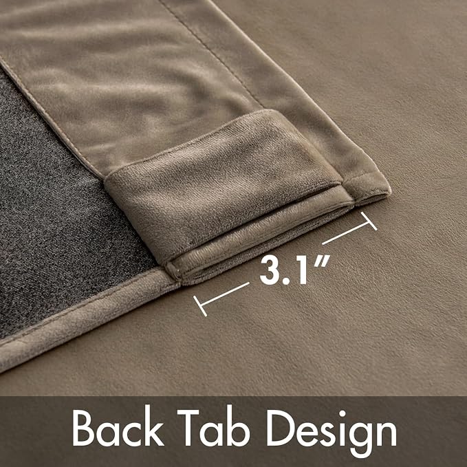 MIULEE Velvet Curtains 52x108 inches 2 Panels Light Taupe Blackout Curtains | - Image 3