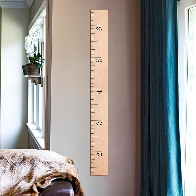 Headwaters Studio Wooden Growth Chart – Kids Height Chart, Wall Measurement for Kids, Height Chart for Wall, Growth Ruler for Children – Natural Ruler (63"x6.7")