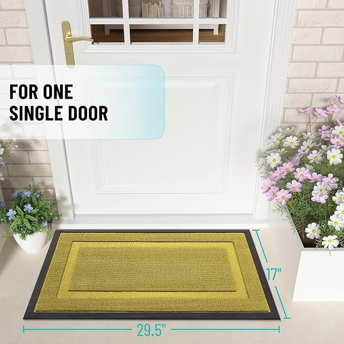 OLANLY Front Door Mat Outside 29.5x17, All-Season Heavy-Duty Rubber Doormat | - Image 2
