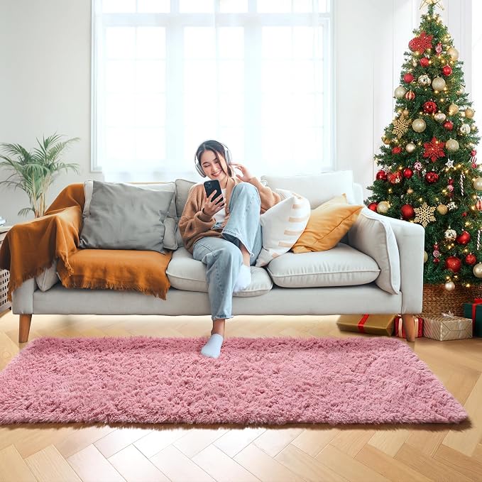 Blush Runner Rugs for Bedroom Living Room, Fluffy 2x6 Hallway Soft Area Rug | - Image 7