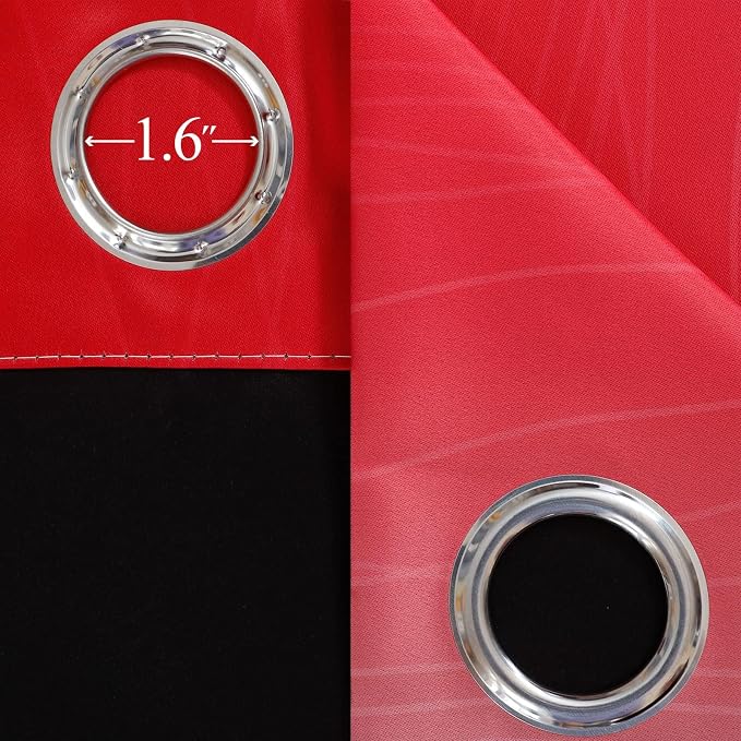 Red and Black Ombre Blackout Bedroom Curtains 36 Inch Long | Room Darkening - Image 7