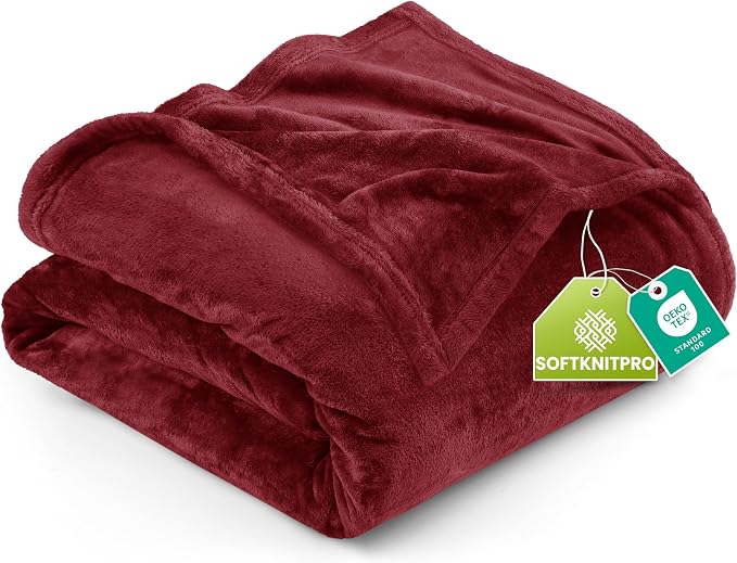 Utopia Bedding Soft Fleece Bed Blanket King Size Burgundy | Microfiber Plush by UTOPIABEDDING