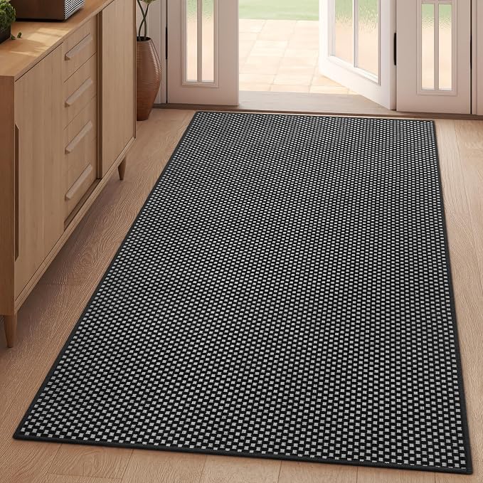 3x5 ft Area Rug Entryway Runner Kitchen Rugs Non Slip Washable Black | Boho by YDKGL