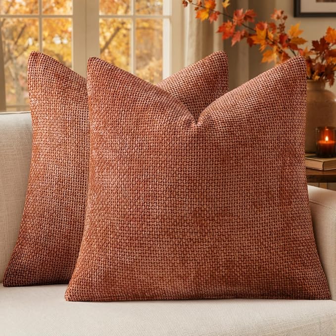 MIULEE Fall Decorative Rust Couch Throw Pillow Covers 18x18 Inch 2 Pack | by MIULEE