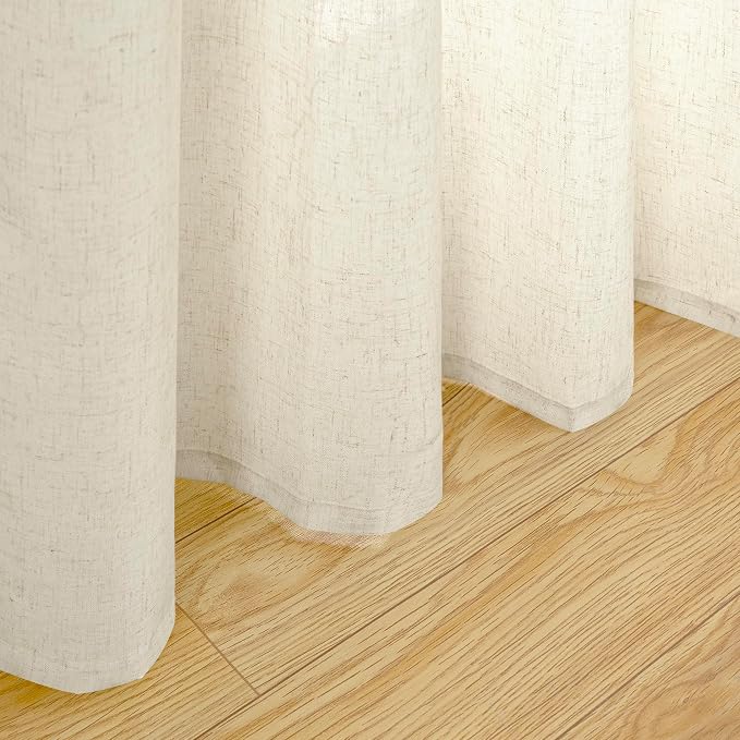 YoungsTex Beige Linen Curtains 84 Inches Length 2 Panels - Image 9