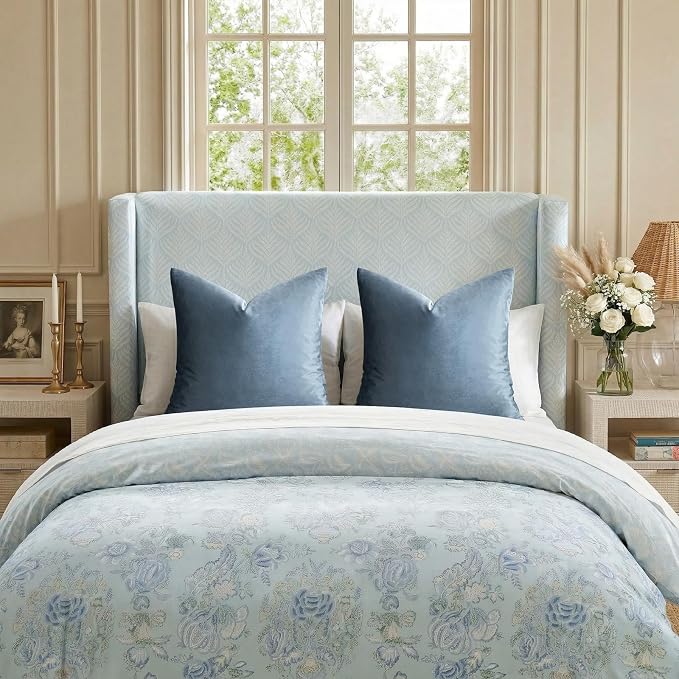 GIGIZAZA Stone Blue Velvet Throw Pillow Covers 22x22 Pack of 2 | Decorative - Image 6