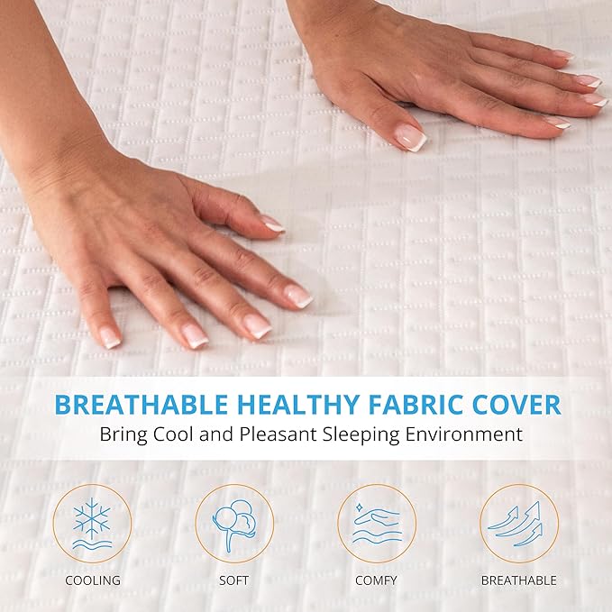 EGO Gel Memory Foam Mattress Topper, 2 Inch Full with Removable Breathable Soft Cover, Cooling Bed Topper for Comfort Body Support & Pressure Relief, CertiPUR-US Certified