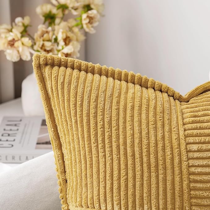 MIULEE Decorative Lumbar Throw Pillow Covers 12x20 Inch Gold 2 Pack | Boho - Image 2
