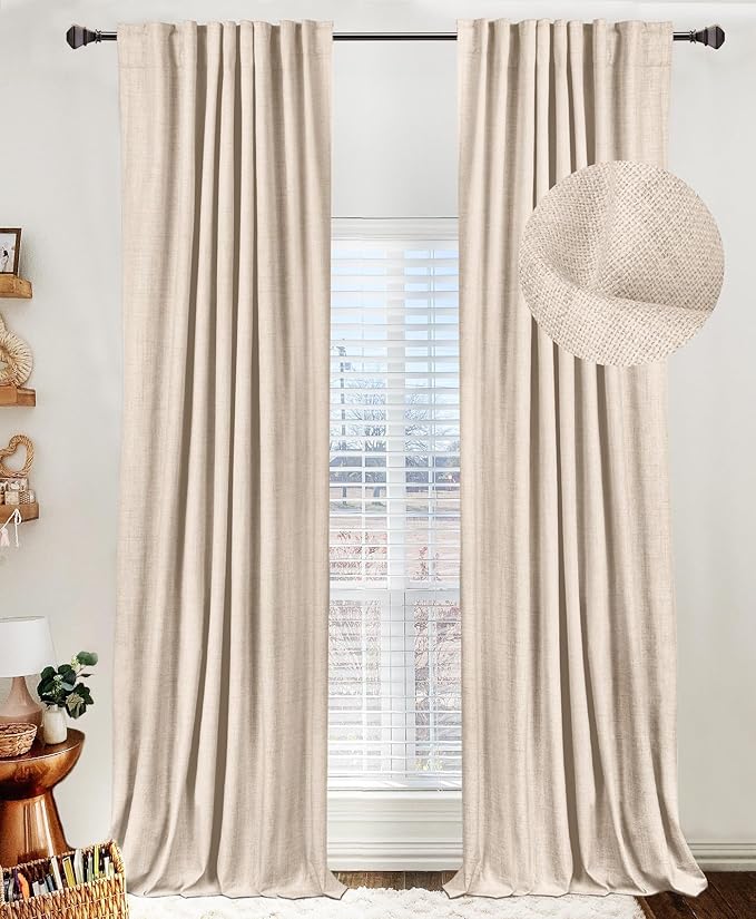 Faux Linen Total Blackout Curtains by 100BlackoutShield