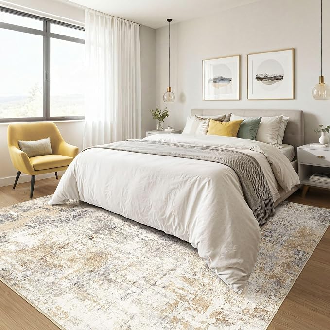 LOONGRUG Square Rug 7x7 Washable Large Neutral Modern Abstract Area Rugs | Soft - Image 4
