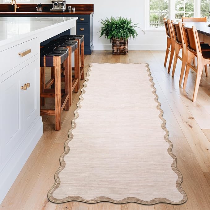 GarveeHome Scalloped Washable Runner Rug 2'6'' x 10' Non Slip Kitchen Rugs | - Image 3