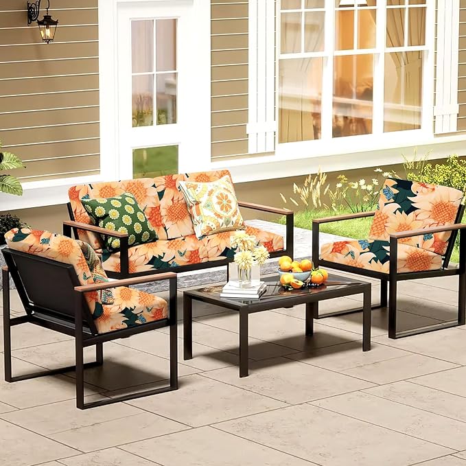 8Pcs Patio Cushion Covers, Outdoor Stretch Cushion Covers, Washable | Stretch - Image 6