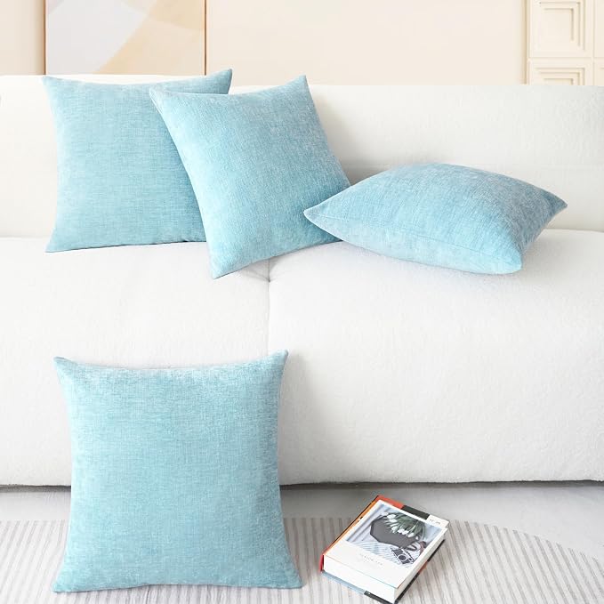 CaliTime Decorative Throw Pillow Covers 18 X 18 Inches Light Blue Grey | Pack - Image 6