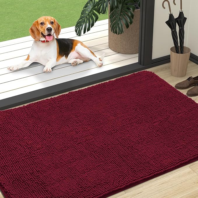 OLANLY Dog Door Mat for Muddy Paws 47x32, Super Absorbent Chenille Mud Mat | by OLANLY