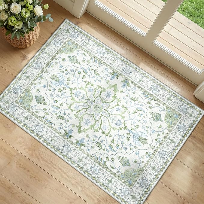 RELEANY Washable Area Rug, Small 2'x3', Water Repellent, Pet Friendly, Vintage by RELEANY