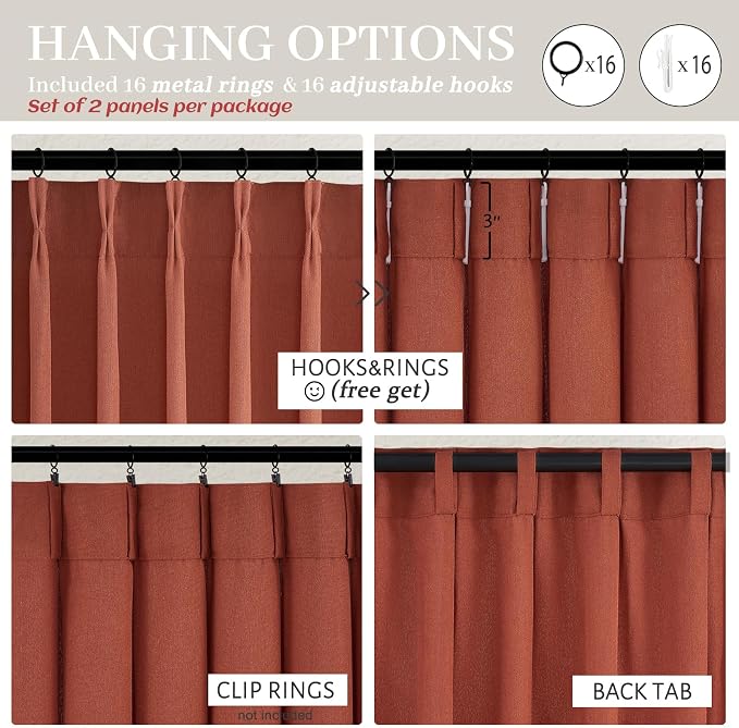 Burnt Orange Flax Linen Sheer Curtains 84 Inches Long - Image 4