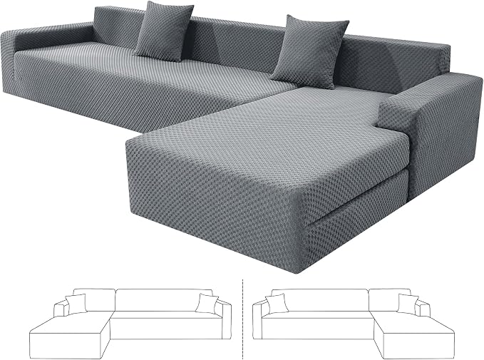 ZNSAYOTX Sectional Couch Covers, Stretch Jacquard Slipcovers by ZNSAYOTX