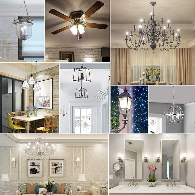 12-Pack Dimmable E12 LED Candelabra Bulbs 40Watt Equivalent, 5000K Daylight White, 450Lumens, 4W B11 Vintage Chandelier Light Bulbs, LED Filament Clear Glass Candle Lamp for Ceiling Fan Home Decor