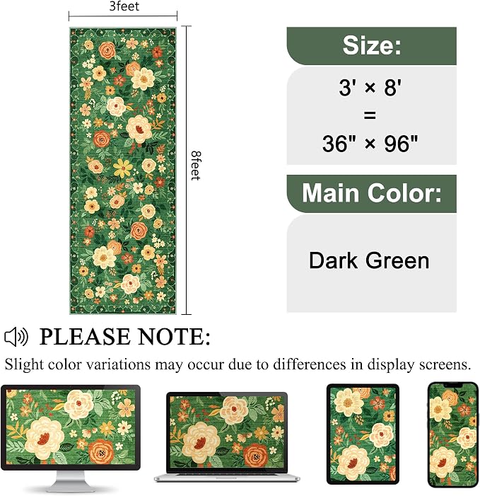 DUKINO 3x8 Kitchen Runner Rug, Washable Rug - Image 2