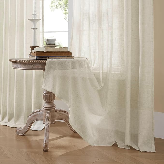 Joydeco Linen Curtains 108 Inch Length 2 Panel Sets, Light Filtering Curtains - Image 5