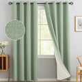 Yakamok 96 Inch Light Sage Green Linen Texture Curtains by Yakamok