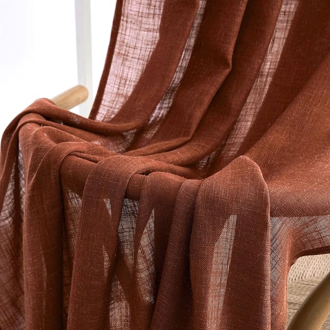 MIULEE Burnt Orange Fall Linen Curtains 37x72 Inch 2 Panels - Image 6