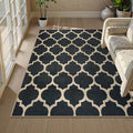 Lahome Moroccan Outdoor Rug 5x7, Easy Jute Black Washable Rugs by Lahome