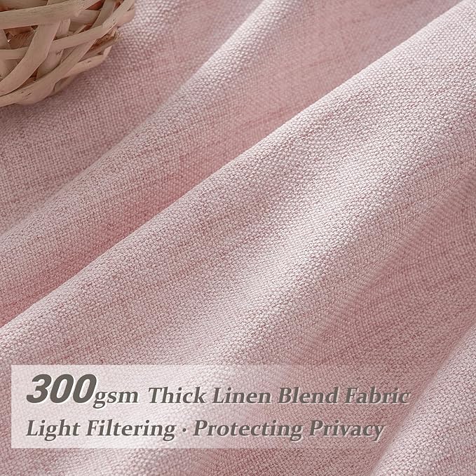 Baby Pink High Ceiling 102 Inches Long Curtains 2 Panels Set - Image 2