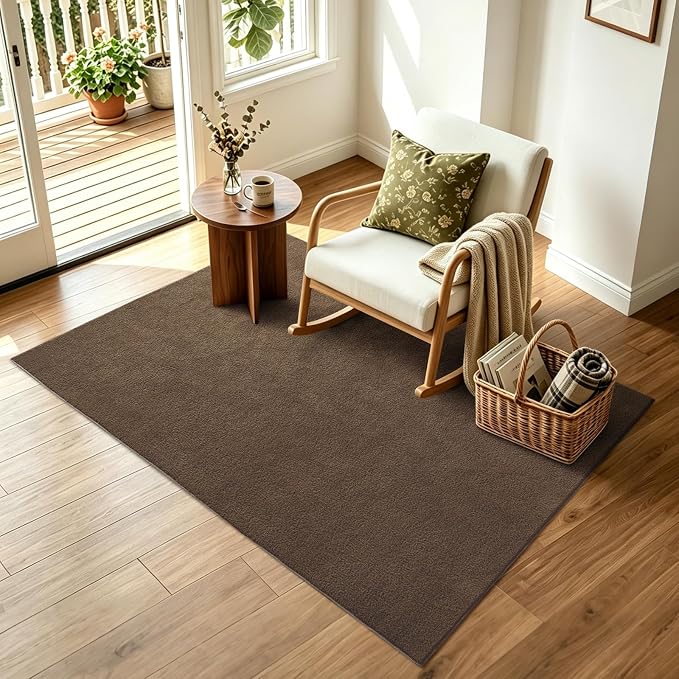 3x5 Beige Brown Solid Area Rug Washable Non-Slip Soft - Image 3