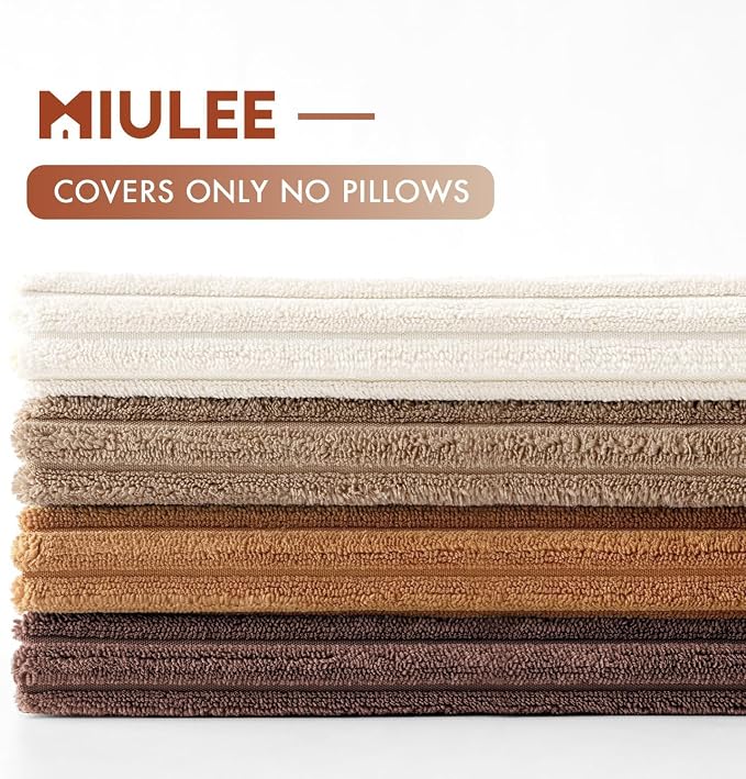 MIULEE Fall Corduroy Decorative Throw Pillow Covers Brown Series 18x18 | Set of - Image 6