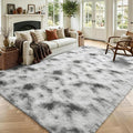 6x9 Large Tie-Dyed Grey and White Fluffy Area Rug Non-Slip by ModernHomeDecor