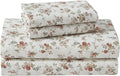 Laura Ashley - Flannel Sheets King Size, Anti-Pilling & Wrinkle Resistant Cotton, Touchably Soft for All-Season Comfort - Bed Sheets with Matching Pillowcases & Fitted Sheet (Le Fleur Orange)