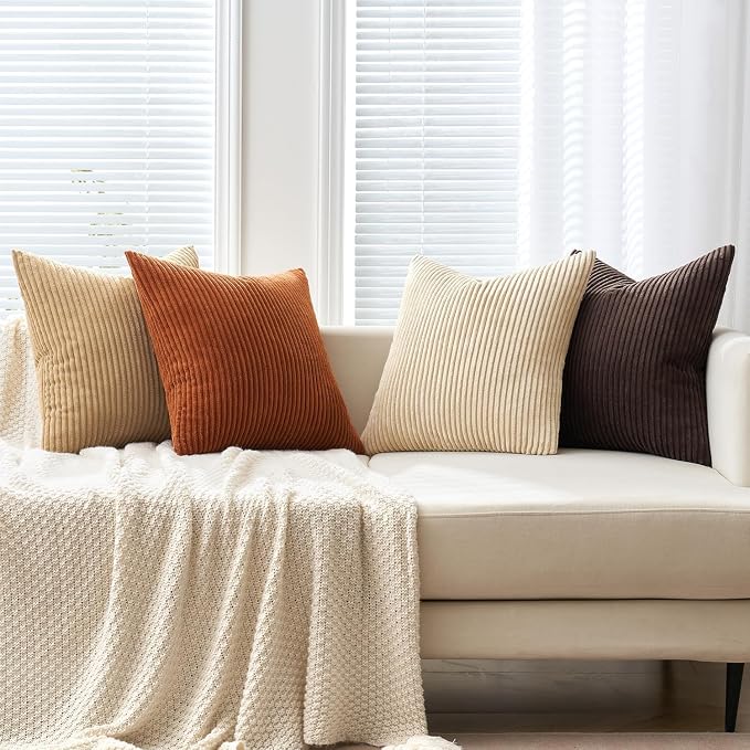 MIULEE Fall Decorative Throw Pillow Covers Chocolate Brown Rust 20x20 | Set of 4 - Image 5