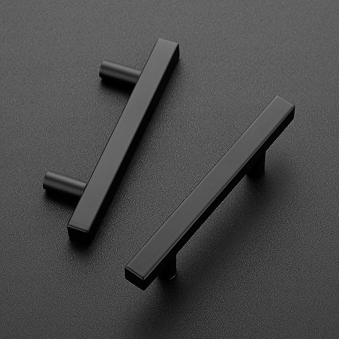Ravinte 15 Pack Matte Black Cabinet Pulls Slim Kitchen Cabinet Handles 3 inch Hole Center Drawer Pulls Kitchen Drawer Handles Square Hardware Cupboard Hardware