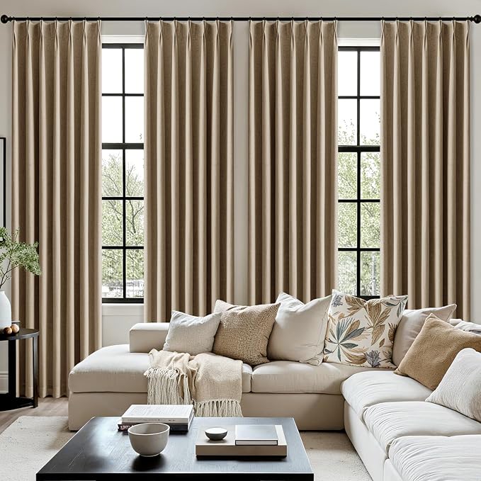 MIULEE Cafe Brown Pinch Pleated 100% Blackout Linen Curtains 40x96 Inches | - Image 7